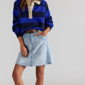 NWT Free People Suzy Denim Midi Skirt in Indigo Run